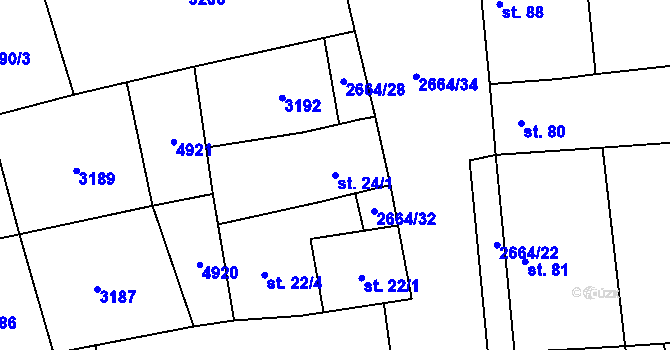 Parcela st. 24/1 v KÚ Stošíkovice na Louce, Katastrální mapa