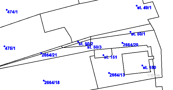 Parcela st. 50/3 v KÚ Stošíkovice na Louce, Katastrální mapa
