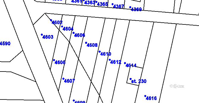 Parcela st. 4610 v KÚ Stošíkovice na Louce, Katastrální mapa