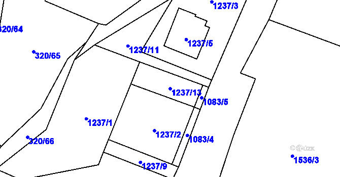 Parcela st. 1237/13 v KÚ České Žleby, Katastrální mapa