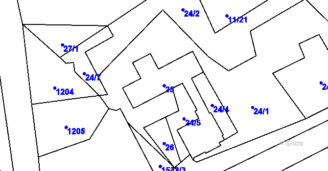 Parcela st. 25 v KÚ České Žleby, Katastrální mapa