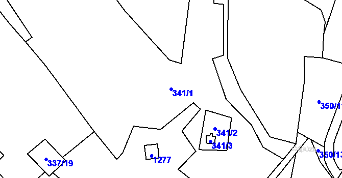 Parcela st. 341/1 v KÚ České Žleby, Katastrální mapa