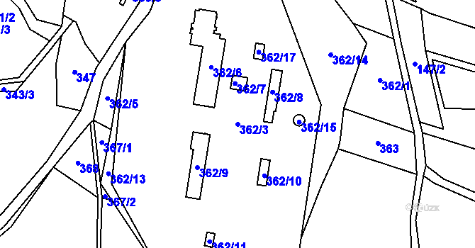 Parcela st. 362/3 v KÚ České Žleby, Katastrální mapa