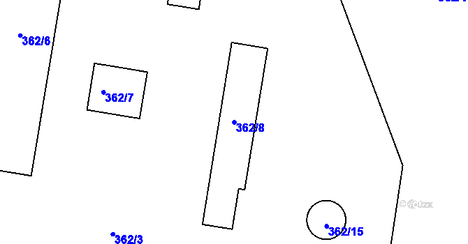 Parcela st. 362/8 v KÚ České Žleby, Katastrální mapa