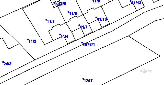 Parcela st. 1078/1 v KÚ České Žleby, Katastrální mapa