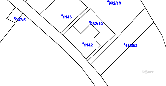 Parcela st. 1142 v KÚ České Žleby, Katastrální mapa