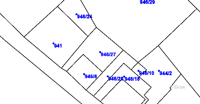 Parcela st. 946/27 v KÚ České Žleby, Katastrální mapa