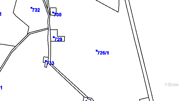 Parcela st. 726/1 v KÚ České Žleby, Katastrální mapa