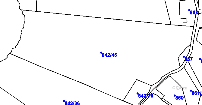 Parcela st. 842/45 v KÚ Stožec, Katastrální mapa