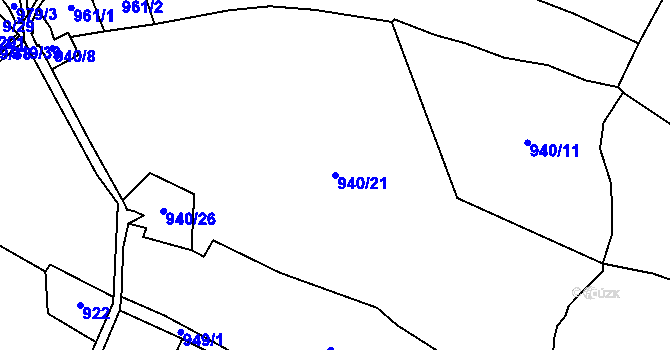 Parcela st. 940/21 v KÚ Stožec, Katastrální mapa