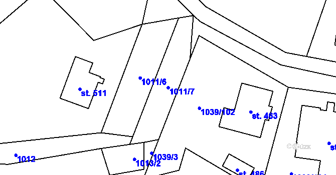 Parcela st. 1011/7 v KÚ Stožec, Katastrální mapa