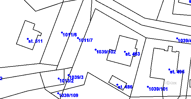Parcela st. 1039/102 v KÚ Stožec, Katastrální mapa