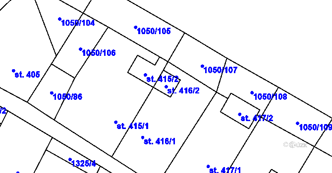 Parcela st. 416/2 v KÚ Stožec, Katastrální mapa