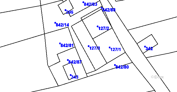 Parcela st. 127/3 v KÚ Stožec, Katastrální mapa