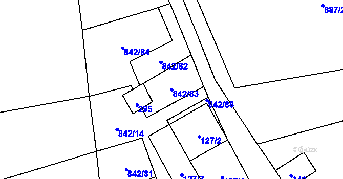 Parcela st. 842/83 v KÚ Stožec, Katastrální mapa