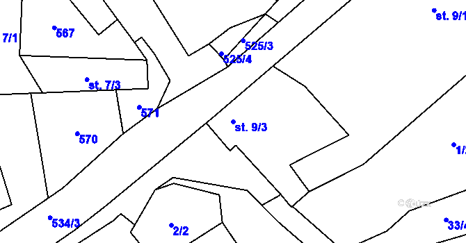 Parcela st. 9/3 v KÚ Křepice u Vodňan, Katastrální mapa