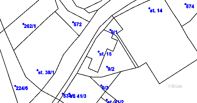 Parcela st. 15 v KÚ Křepice u Vodňan, Katastrální mapa