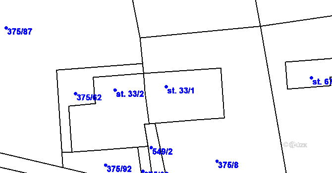 Parcela st. 33/1 v KÚ Křepice u Vodňan, Katastrální mapa