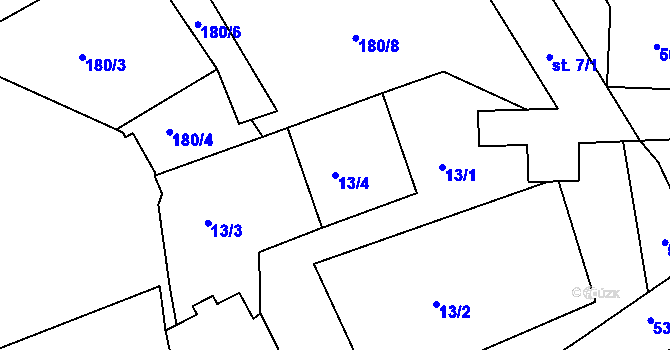 Parcela st. 13/4 v KÚ Křepice u Vodňan, Katastrální mapa