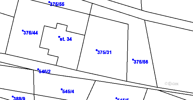 Parcela st. 375/31 v KÚ Křepice u Vodňan, Katastrální mapa