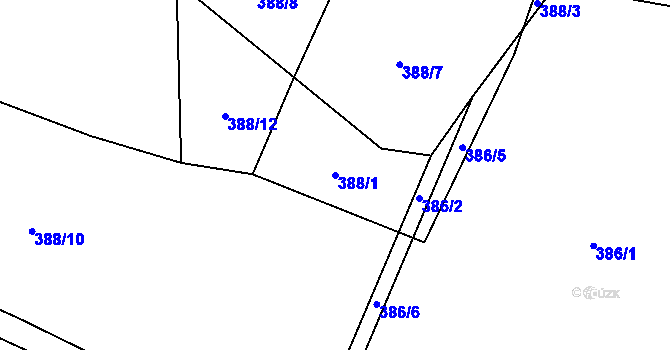 Parcela st. 388/1 v KÚ Křepice u Vodňan, Katastrální mapa
