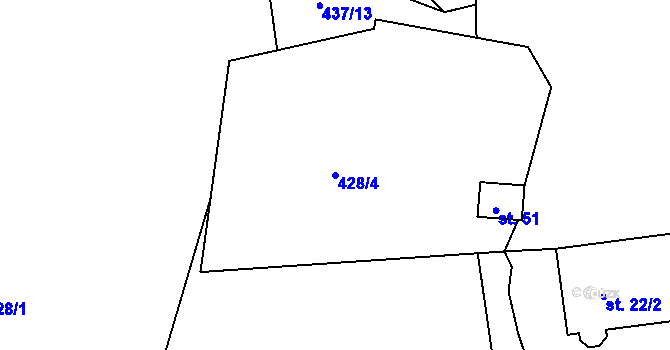 Parcela st. 428/4 v KÚ Křepice u Vodňan, Katastrální mapa