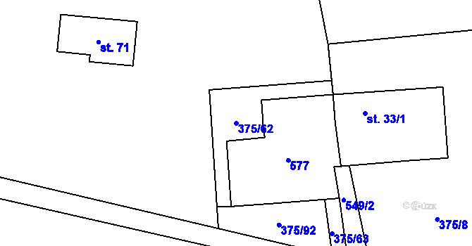 Parcela st. 375/62 v KÚ Křepice u Vodňan, Katastrální mapa