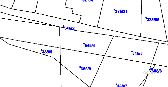 Parcela st. 545/4 v KÚ Křepice u Vodňan, Katastrální mapa