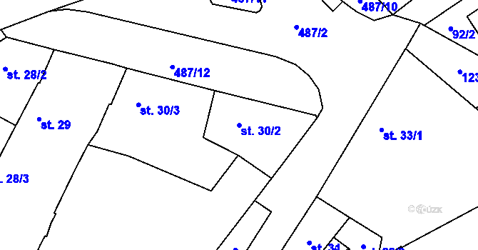 Parcela st. 30/2 v KÚ Stožice, Katastrální mapa