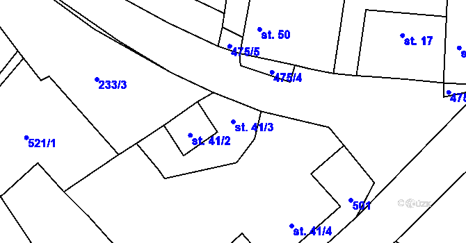 Parcela st. 41/3 v KÚ Stožice, Katastrální mapa