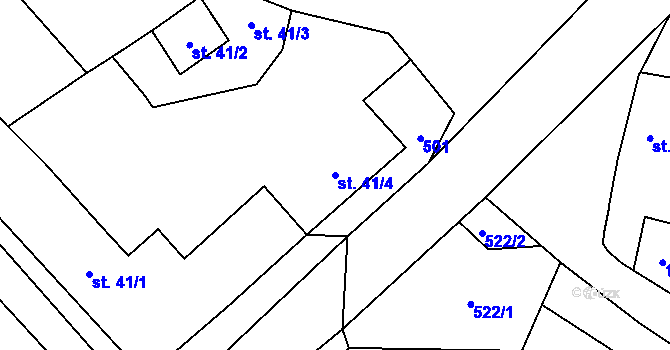 Parcela st. 41/4 v KÚ Stožice, Katastrální mapa