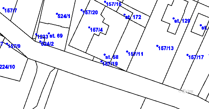 Parcela st. 58 v KÚ Stožice, Katastrální mapa
