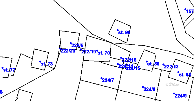 Parcela st. 70 v KÚ Stožice, Katastrální mapa