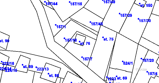 Parcela st. 76 v KÚ Stožice, Katastrální mapa