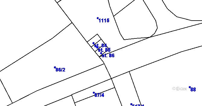 Parcela st. 86 v KÚ Stožice, Katastrální mapa