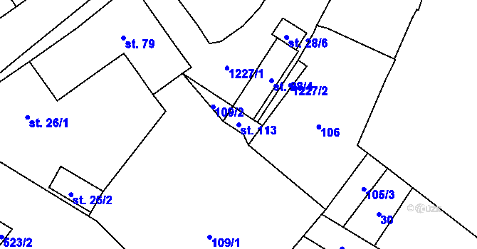 Parcela st. 113 v KÚ Stožice, Katastrální mapa