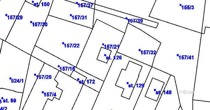 Parcela st. 126 v KÚ Stožice, Katastrální mapa
