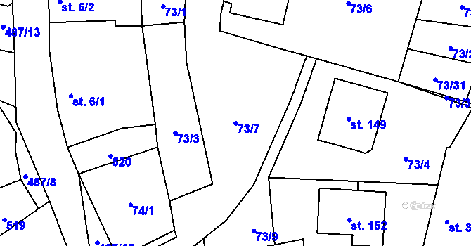 Parcela st. 73/7 v KÚ Stožice, Katastrální mapa