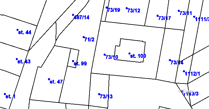 Parcela st. 73/10 v KÚ Stožice, Katastrální mapa