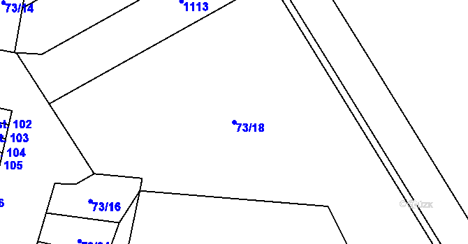 Parcela st. 73/18 v KÚ Stožice, Katastrální mapa