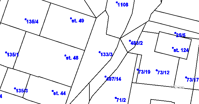 Parcela st. 133/3 v KÚ Stožice, Katastrální mapa