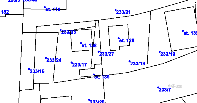 Parcela st. 233/27 v KÚ Stožice, Katastrální mapa