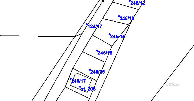 Parcela st. 245/15 v KÚ Stožice, Katastrální mapa