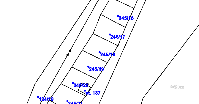 Parcela st. 245/18 v KÚ Stožice, Katastrální mapa