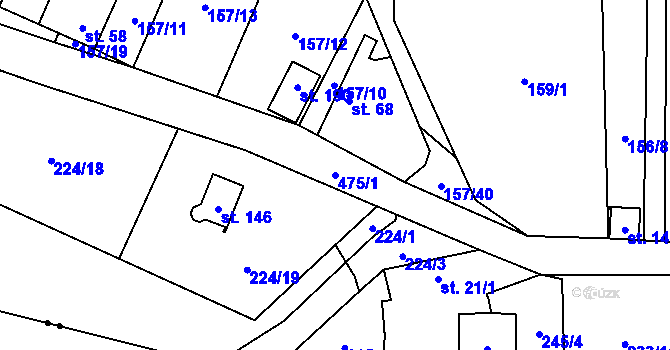 Parcela st. 475/1 v KÚ Stožice, Katastrální mapa