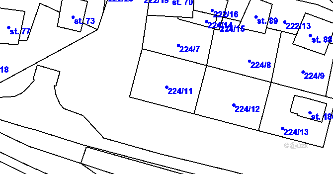 Parcela st. 224/11 v KÚ Stožice, Katastrální mapa