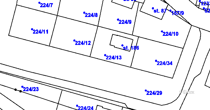 Parcela st. 224/13 v KÚ Stožice, Katastrální mapa