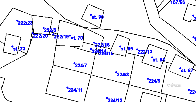 Parcela st. 224/15 v KÚ Stožice, Katastrální mapa