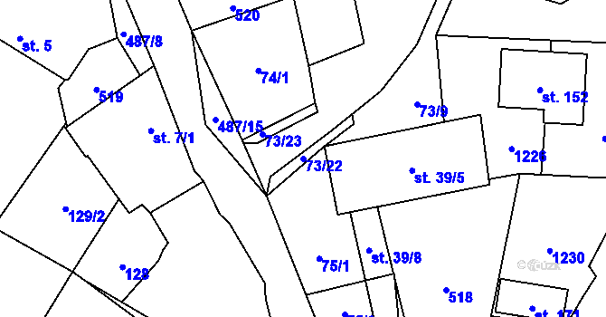 Parcela st. 73/22 v KÚ Stožice, Katastrální mapa