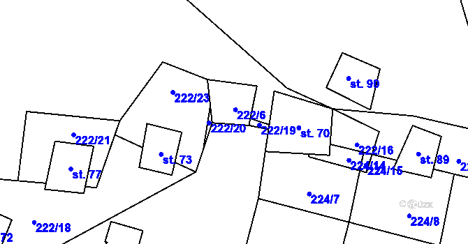 Parcela st. 222/17 v KÚ Stožice, Katastrální mapa